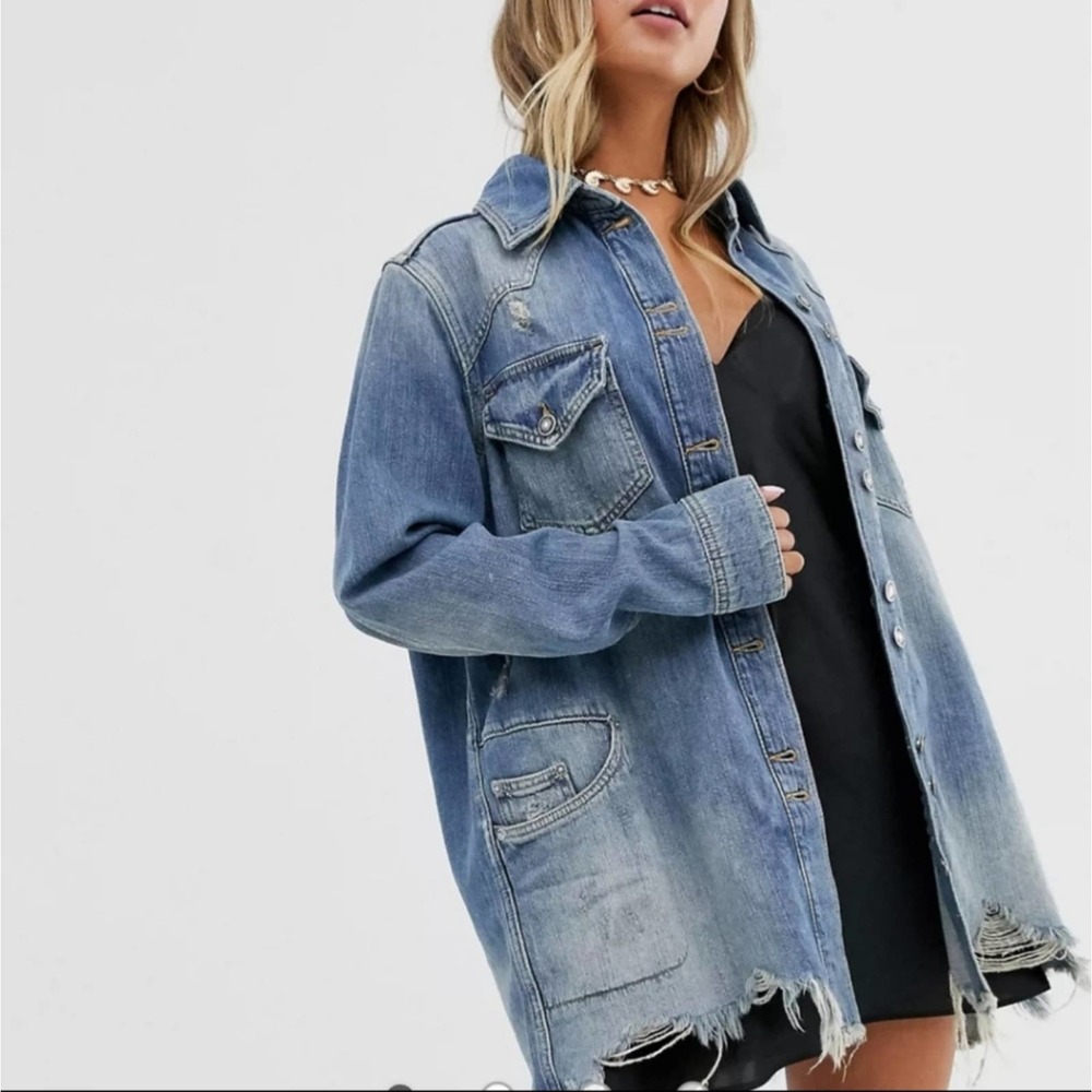 Free People Moonchild Denim Shirt Jacket Medim